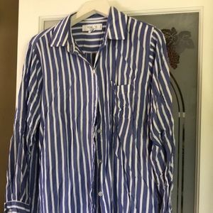 Preppy blue and white button down blouse